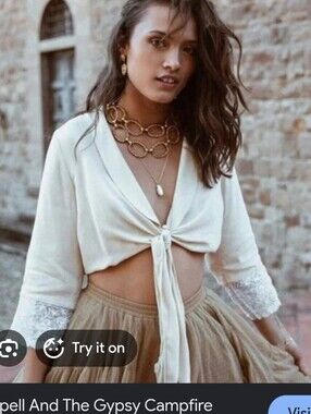 Nwot Spell CAMPFIRE CROP TOP TIE FRONT LACE